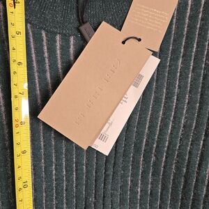 Stylish Green  Pink Striped Crewneck Sweater